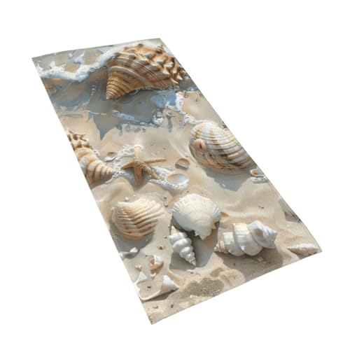 WOmeng Badetuch mit Muschelmotiv, atmungsaktiv, schnelltrocknend, für Strand, Camping, Pool, Fitnessstudio, Reisen, Urlaub, vielseitig einsetzbar von WOmeng