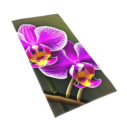 WOmeng Badetuch mit Orchideen-Blumendruck, atmungsaktiv, schnelltrocknend, Strand, Camping, Pool, Fitnessstudio, Reisen, Urlaub, vielseitig einsetzbar von WOmeng