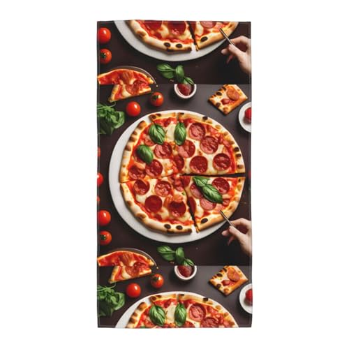 WOmeng Badetuch mit Pizza-Aufdruck, atmungsaktiv, schnelltrocknend, Strand, Camping, Pool, Fitnessstudio, Reisen, Urlaub, vielseitig einsetzbar von WOmeng