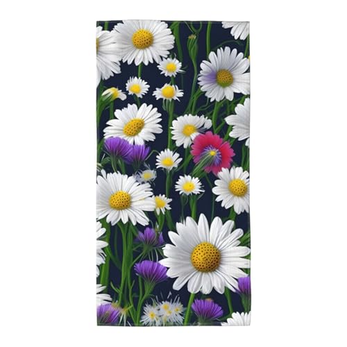 WOmeng Badetuch mit Wildblumen und Kornblumen, Gänseblümchen, atmungsaktiv, schnelltrocknend, Strand, Camping, Pool, Fitnessstudio, Reisen, Urlaub, vielseitig einsetzbar von WOmeng