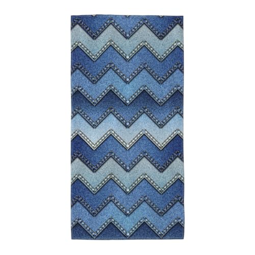 WOmeng Badetuch mit blauem Denim-Druck, atmungsaktiv, schnelltrocknend, Strand, Camping, Pool, Fitnessstudio, Reisen, Urlaub, vielseitig einsetzbar von WOmeng