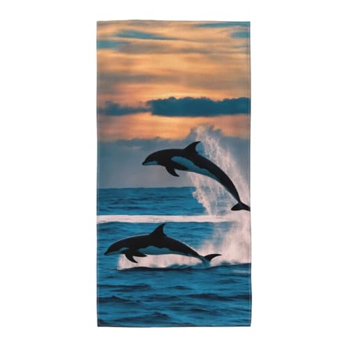 WOmeng Lustiges Badetuch mit Delfin-Druck, atmungsaktiv, schnelltrocknend, Strand, Camping, Pool, Fitnessstudio, Reisen, Urlaub, vielseitig einsetzbar von WOmeng