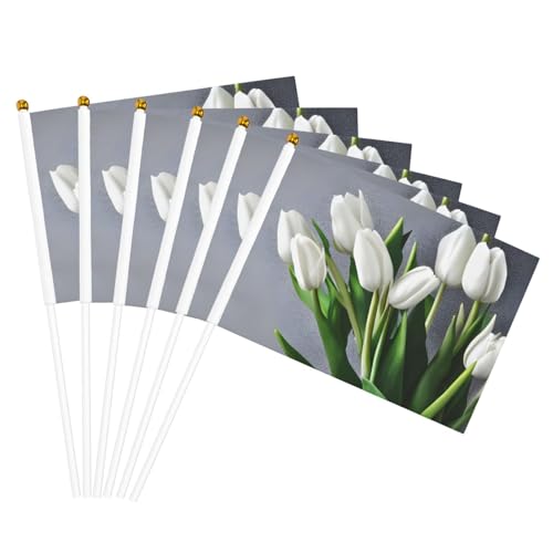 Weiße Tulpen und Blumen, handliche Flaggen, tragbare Flagge, Dekoration, Hochzeiten, Jubiläen, Feiertage Weiße Tulpen und Blumen, handliche Flaggen, tragbare Flagge, Dekoration, Hochzeiten, Jubiläen, Feiertage von WOmeng