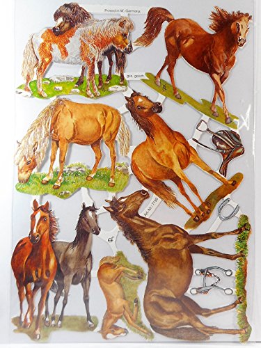 Pferd Pferde EF 7199 Glanzbilder Oblaten Posiebilder Scrapbook Deko GWI 332 von WPARHUS