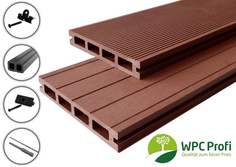 WPC Profi Terrassendielen Terrassen Diele 25mm redwood braun, (Musterstück 15 cm) von WPC Profi