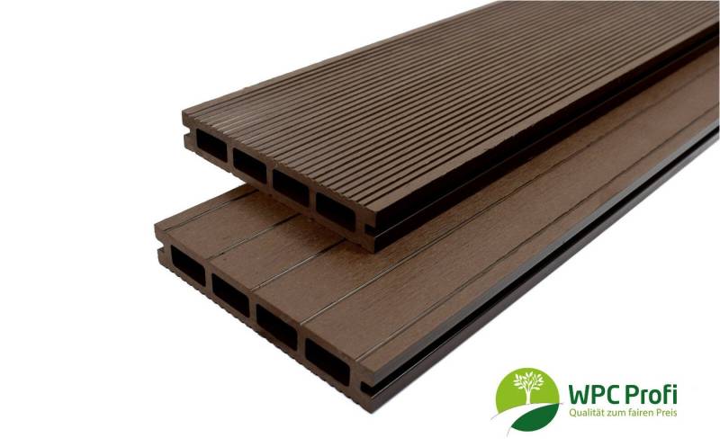 WPC Profi Terrassendielen Terrassen Handmuster Muster 2,5x15 cm chocolate braun Qualität, (Hohlkammerdiele, Musterstück 15 cm) von WPC Profi