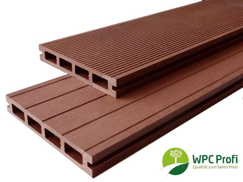 WPC Profi Terrassendielen Terrassen Handmuster Muster Stück 25mm x 15 cm redwood braun, (Musterstück 15 cm) von WPC Profi