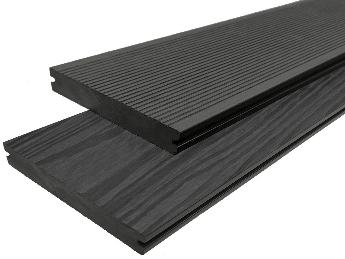 WPC Profi Terrassendielen Terrassen Komplettbausatz Anthrazit Massiv 20mm Bausatz Set 2 - 60m², (Komplettset, mit Unterkonstruktion, Clips und Schrauben) von WPC Profi
