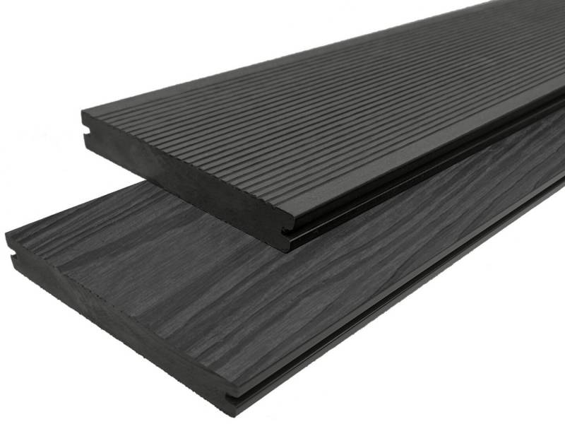 WPC Profi Terrassendielen Terrassen Komplettbausatz Anthrazit Massiv 20mm Bausatz Set 2 - 60m², BxL: je 1605x220 cm, (Komplettset, mit Unterkonstruktion, Clips und Schrauben) von WPC Profi