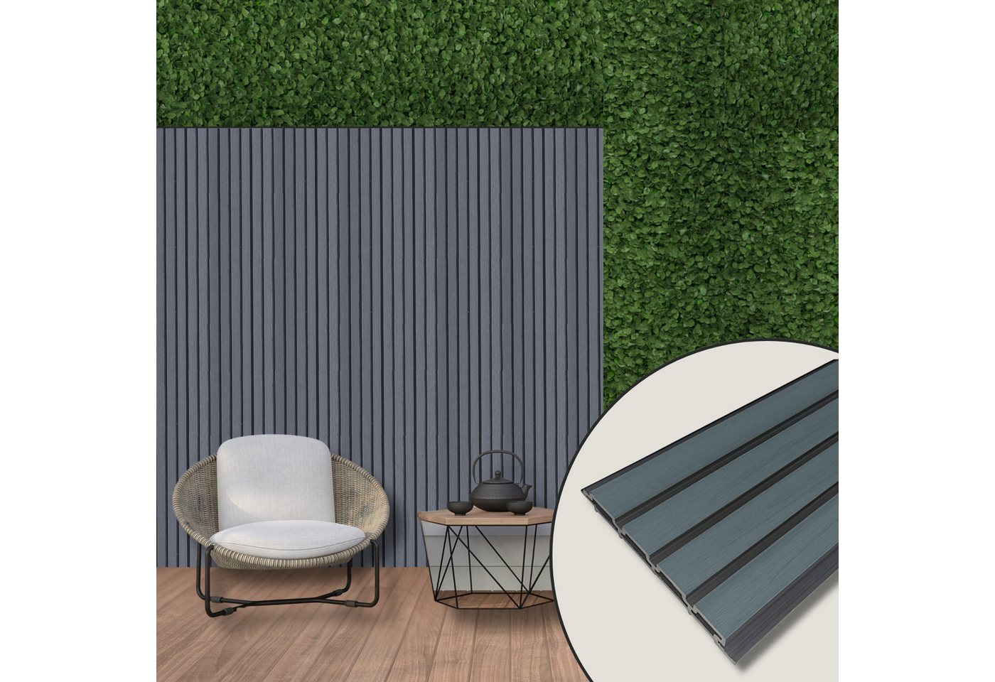 WPC Profi Wanddekoobjekt Muster Fassadenverkleidung Rhombus Wandverkleidung dunkelgrau (1 St., Musterstück 15 cm) von WPC Profi