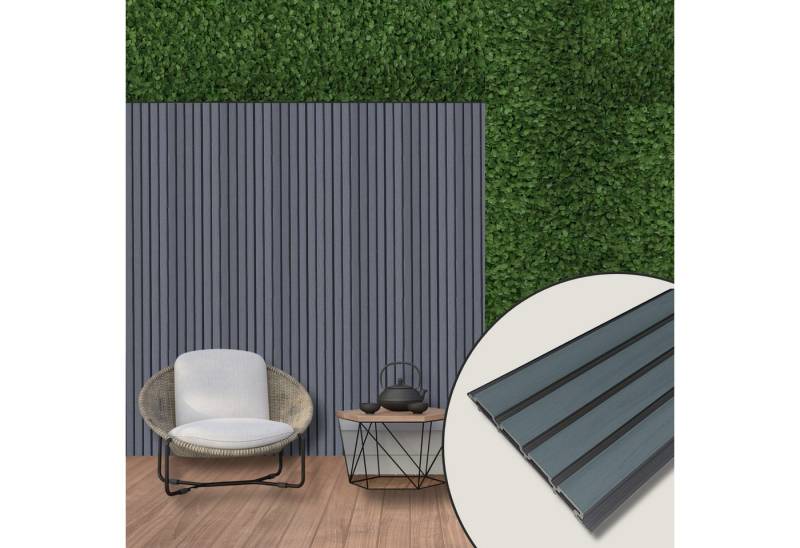 WPC Profi Wanddekoobjekt Fassadenverkleidung Komplettbausatz Rhombus Wandverkleidung dunkelgrau (Musterstück 15 cm) von WPC Profi