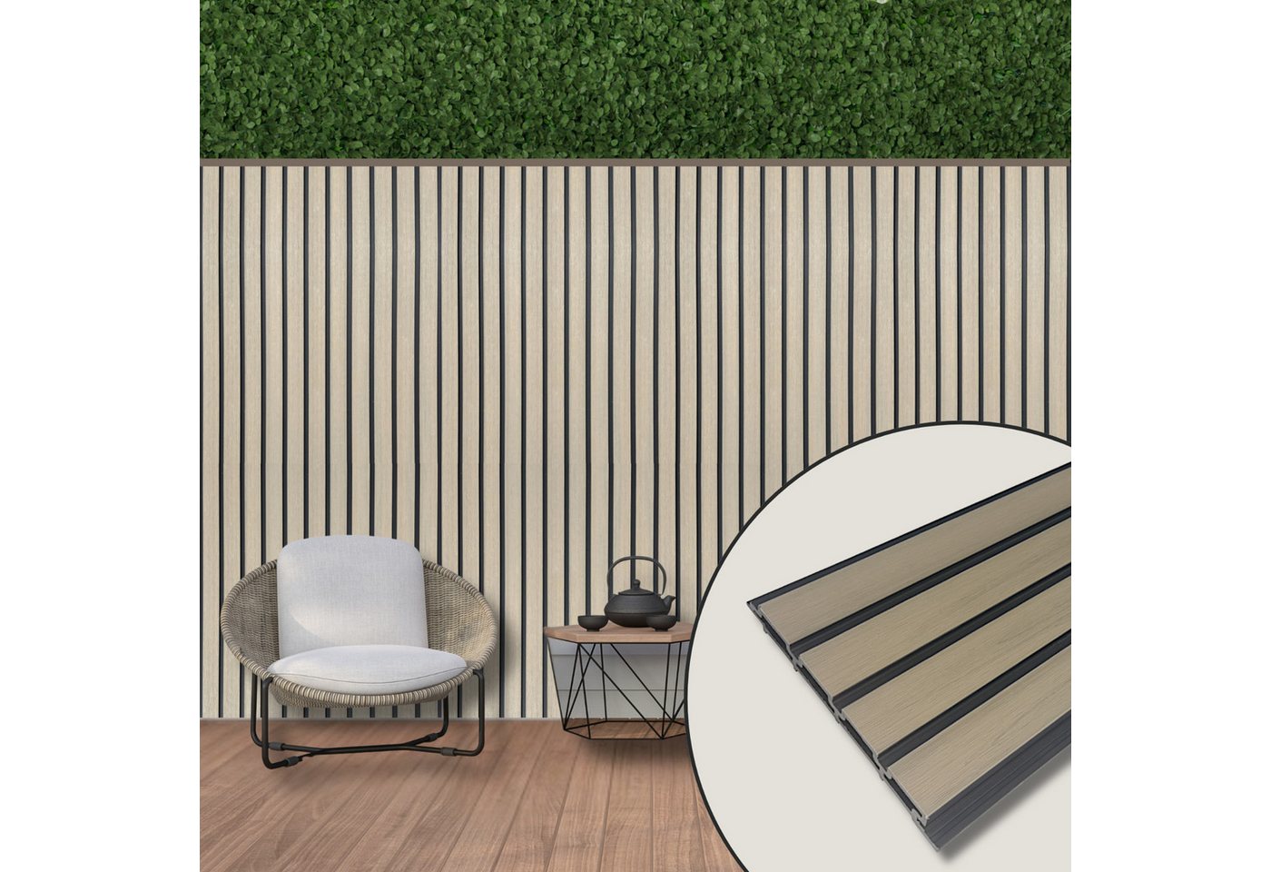 WPC Profi Wanddekoobjekt Fassadenverkleidung Komplettbausatz Rhombus Wandverkleidung sandbeige (Musterstück 15 cm) von WPC Profi