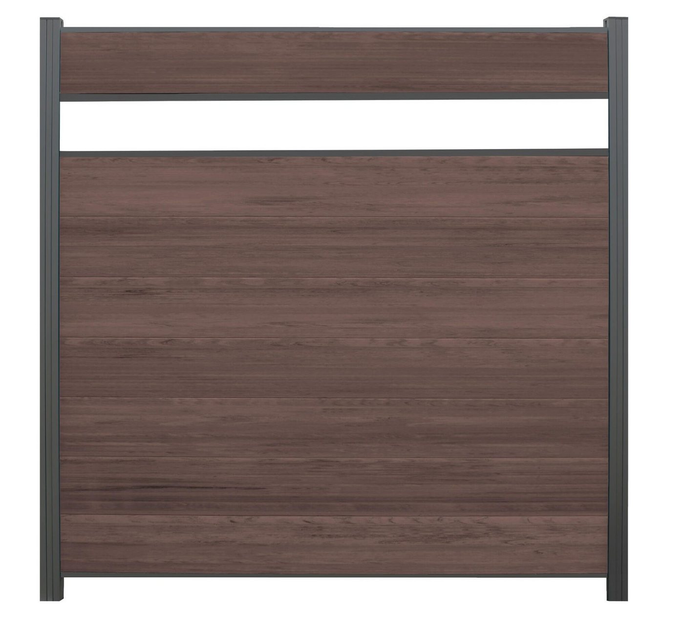 WPC Profi Zaun Komplettset Choco anthrazit Sichtschutz Dekor Glas 180x180cm, (Komplettset, mit Start- und Abschlussleisten, Pfosten und Zubehör) von WPC Profi