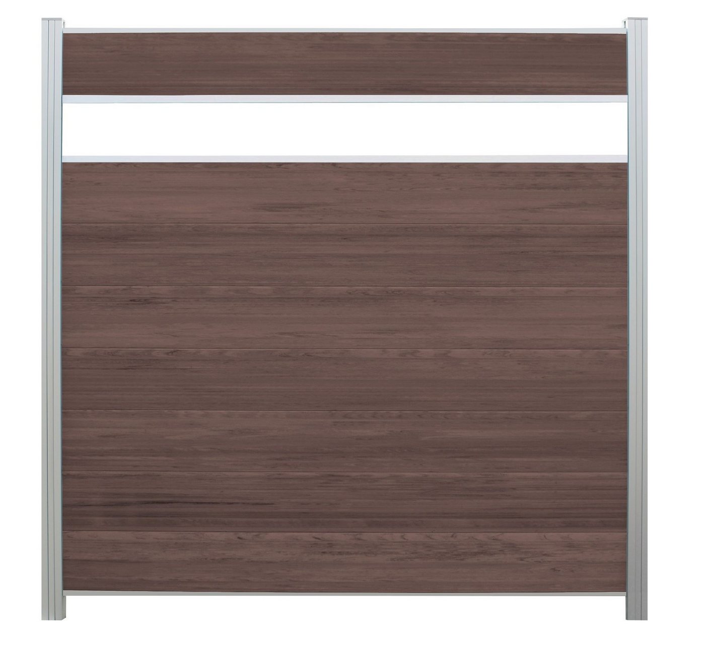 WPC Profi Zaun Komplettset Choco anthrazit Sichtschutz Dekor Glas 180x180cm, (Komplettset, mit Start- und Abschlussleisten, Pfosten und Zubehör) von WPC Profi