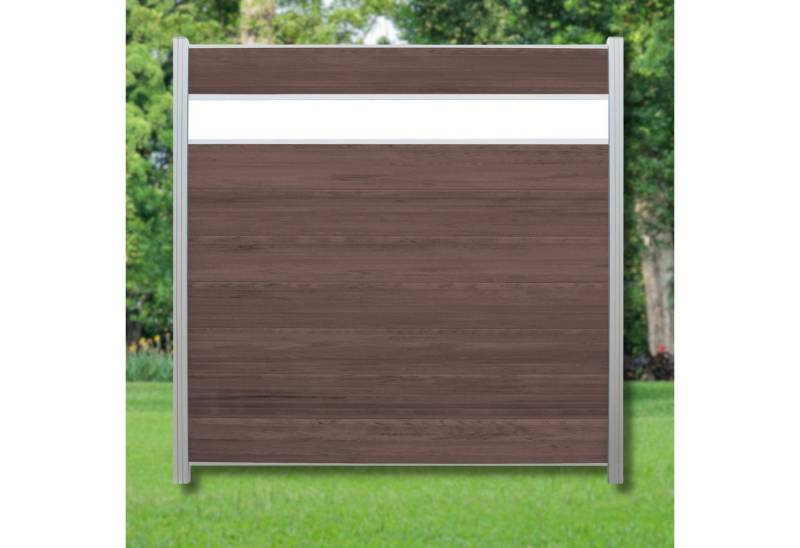 WPC Profi Zaun Komplettset Choco anthrazit Sichtschutz Dekor Glas 180x180cm, (Komplettset, mit Start- und Abschlussleisten, Pfosten und Zubehör) von WPC Profi