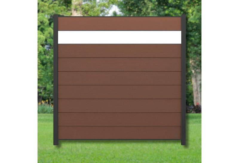 WPC Profi Zaun Komplettset Sichtschutzzaun Alupfosten Redwood Braun DEKOR 180x180cm, (Komplettset, mit Start- und Abschlussleisten, Pfosten und Zubehör) von WPC Profi