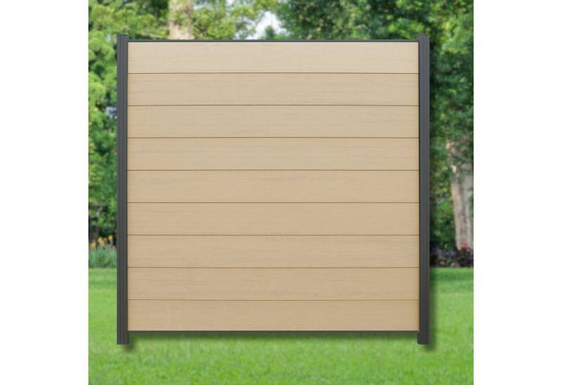WPC Profi Zaun Komplettset Sichtschutzzaun Pfosten Steckzaun sandbeige 180cm, (Komplettset, mit Start- und Abschlussleisten, Pfosten und Zubehör) von WPC Profi