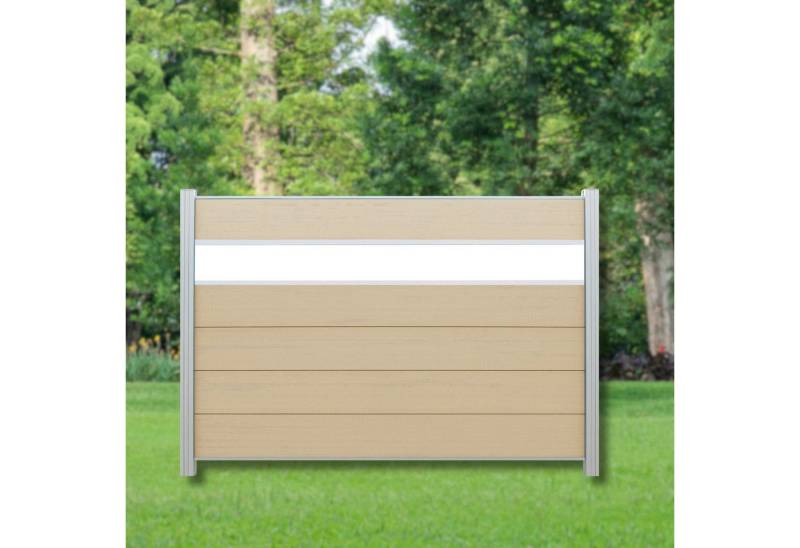 WPC Profi Zaun Komplettset Sichtschutzzaun Zaunelemente Sandbeige Dekor 180x120cm, (Komplettset, mit Start- und Abschlussleisten, Pfosten und Zubehör) von WPC Profi