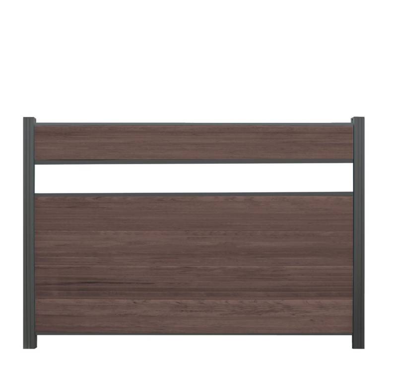 WPC Profi Zaun Komplettset Zaunelemente Choco Mix Dekor 180x120cm, (Komplettset, mit Start- und Abschlussleisten, Pfosten und Zubehör) von WPC Profi