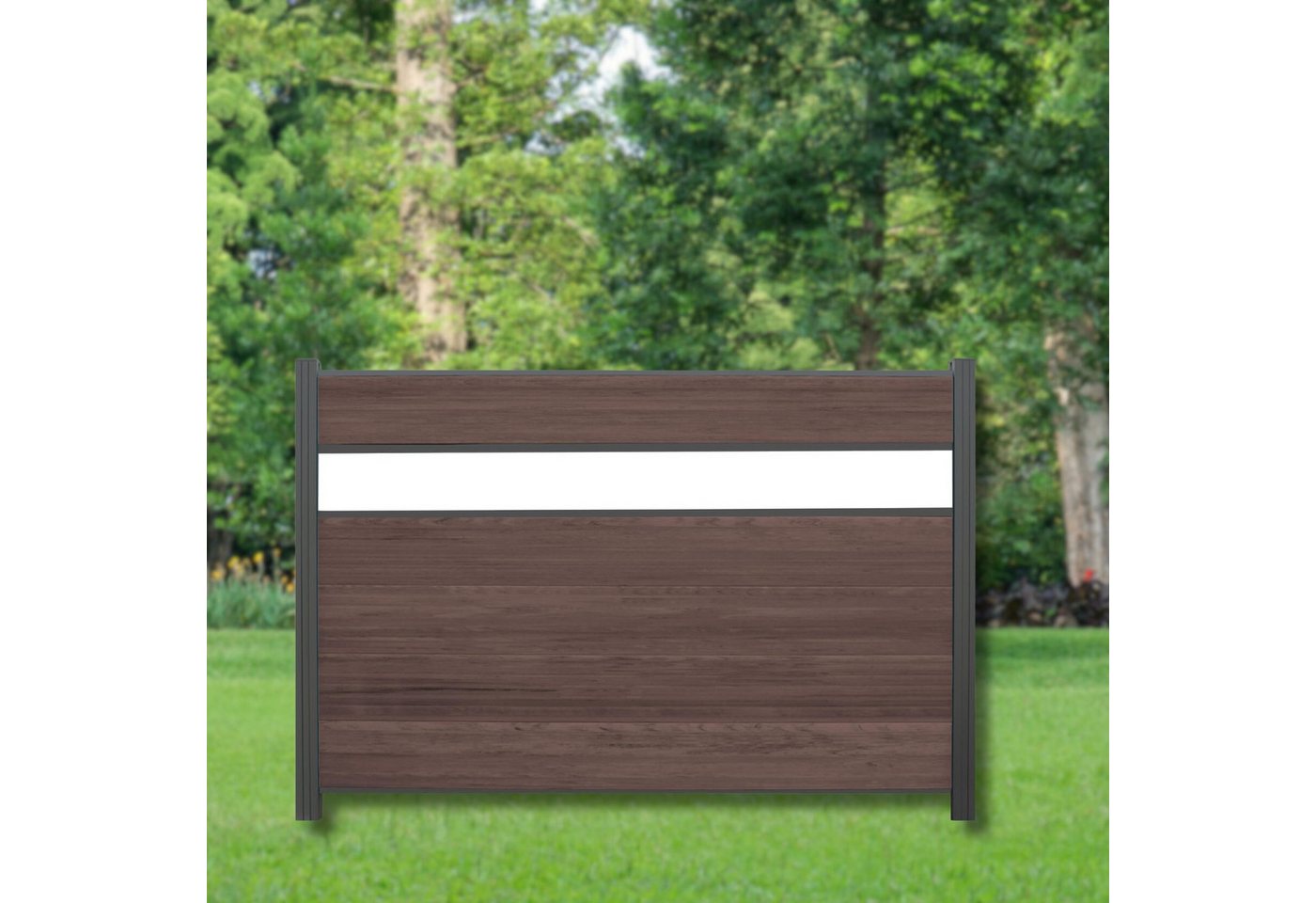 WPC Profi Zaun Komplettset Zaunelemente Choco Mix Dekor 180x120cm, (Komplettset, mit Start- und Abschlussleisten, Pfosten und Zubehör) von WPC Profi