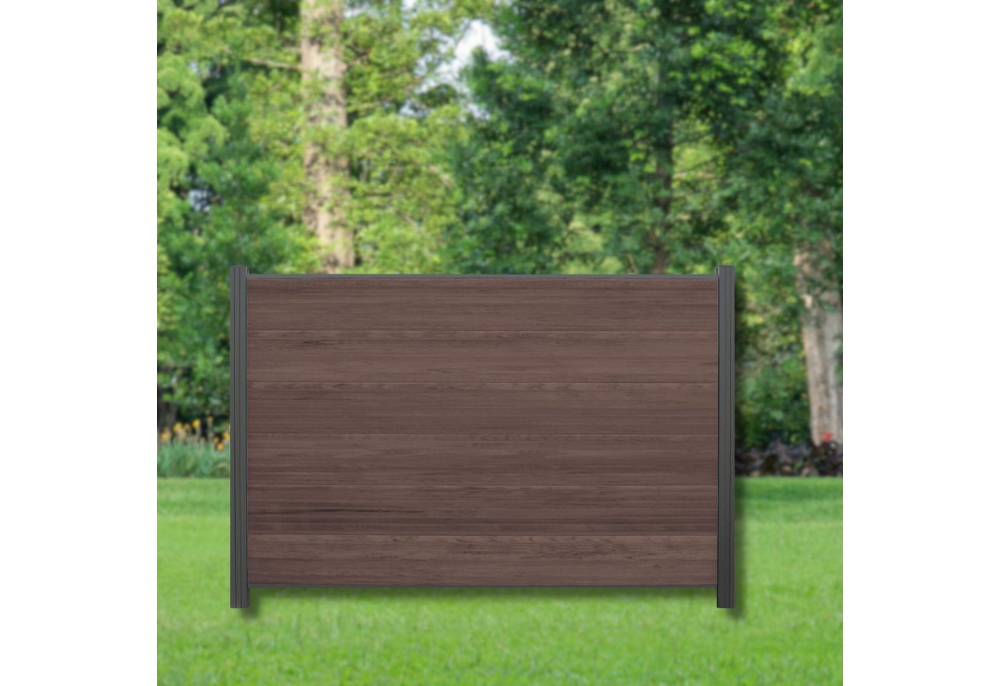 WPC Profi Zaun Komplettset Zaunelemente choco anthrazit mix 180x120 cm, (Komplettset, mit Start- und Abschlussleisten, Pfosten und Zubehör) von WPC Profi