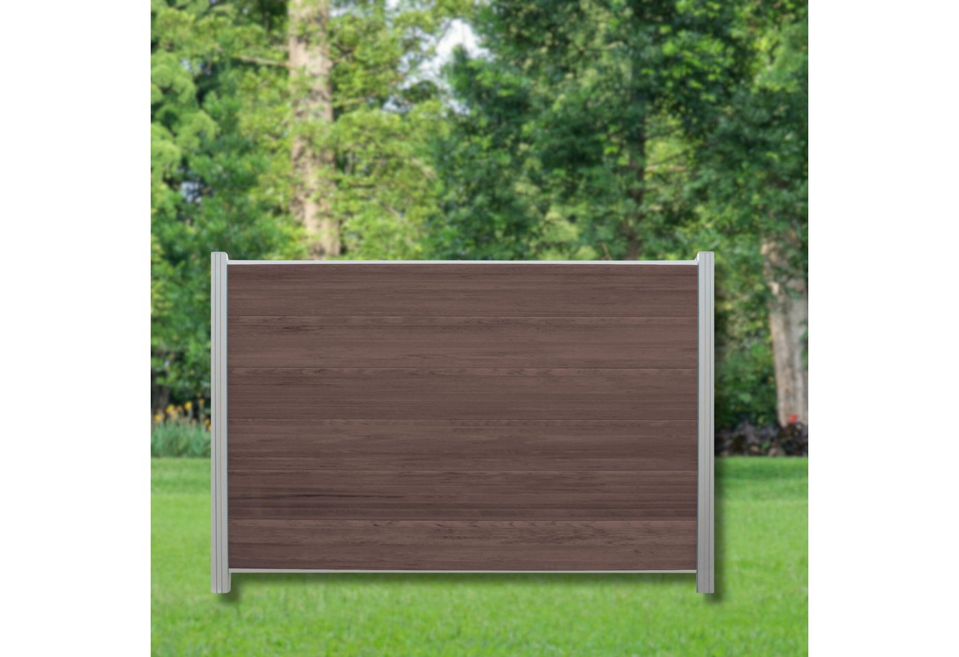 WPC Profi Zaun Komplettset Zaunelemente choco anthrazit mix 180x120 cm, (Komplettset, mit Start- und Abschlussleisten, Pfosten und Zubehör) von WPC Profi