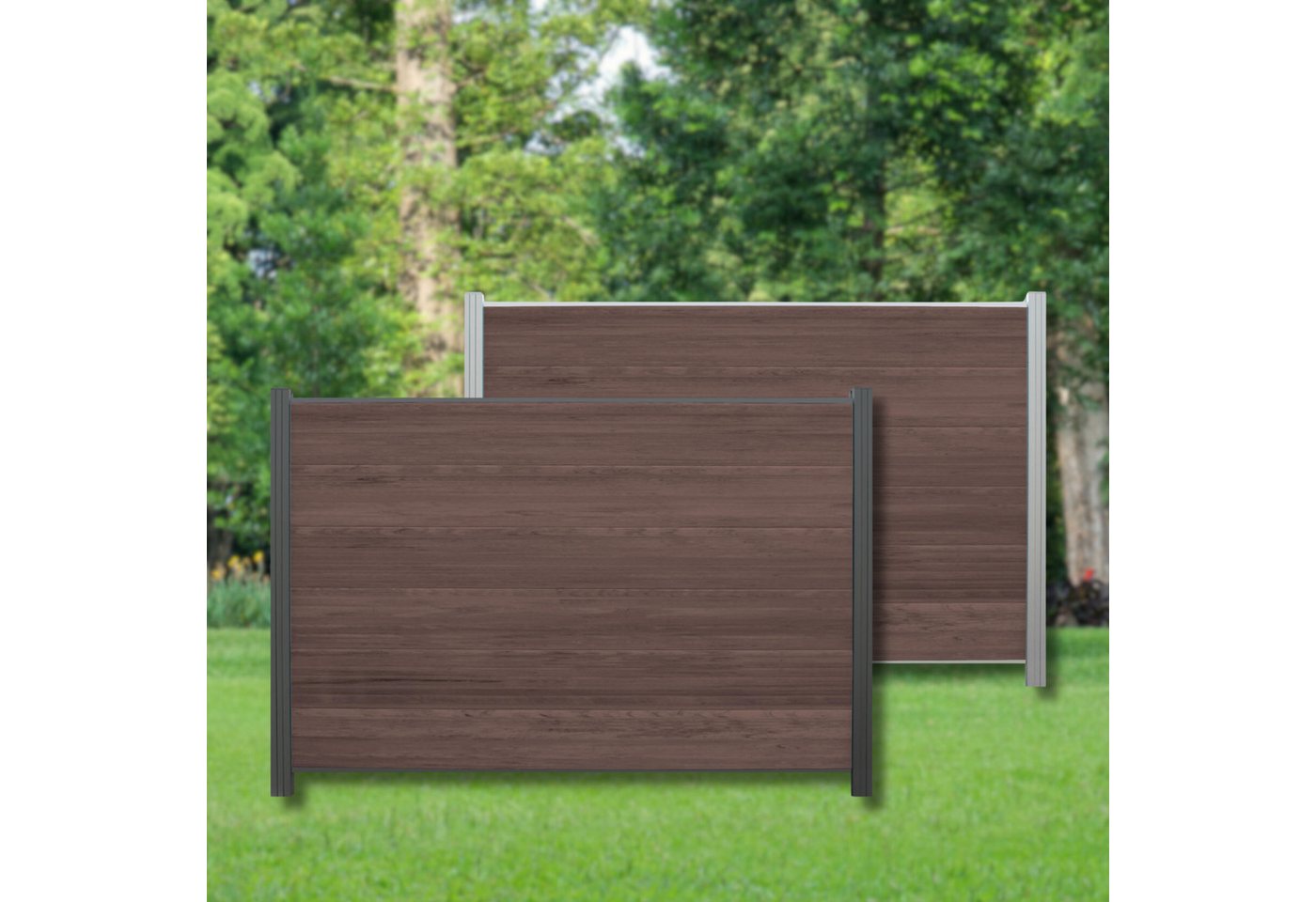 WPC Profi Zaun Komplettset Zaunelemente choco anthrazit mix 180x120 cm, (Musterstück 15 cm) von WPC Profi