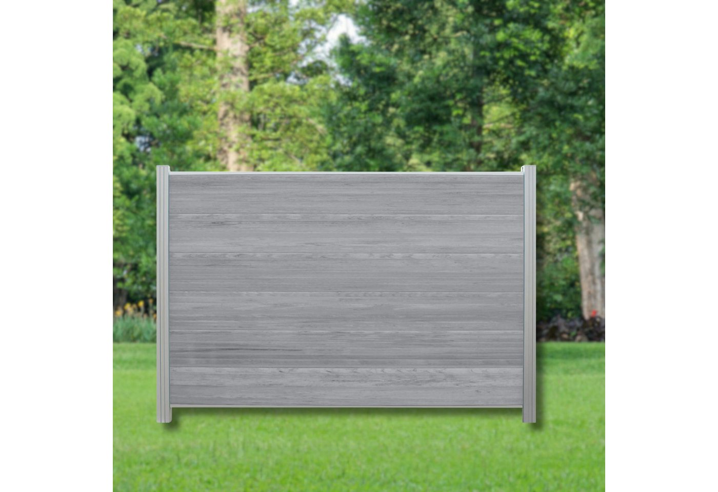 WPC Profi Zaun Komplettset Zaunelemente grau anthrazit mix 180x120 cm, (Komplettset, mit Start- und Abschlussleisten, Pfosten und Zubehör) von WPC Profi