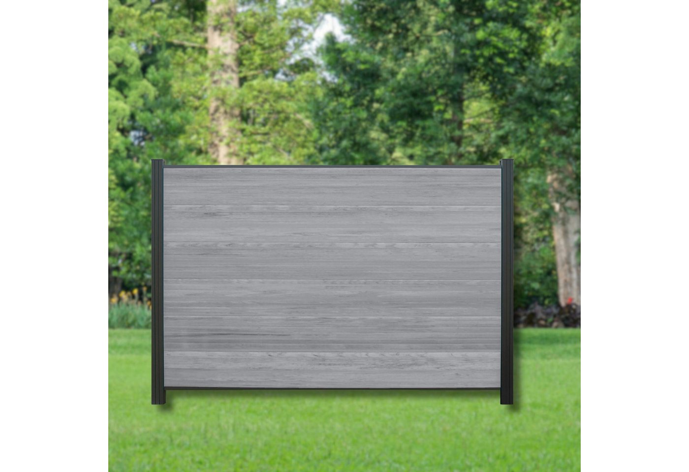 WPC Profi Zaun Komplettset Zaunelemente grau anthrazit mix 180x120 cm, (Komplettset, mit Start- und Abschlussleisten, Pfosten und Zubehör) von WPC Profi