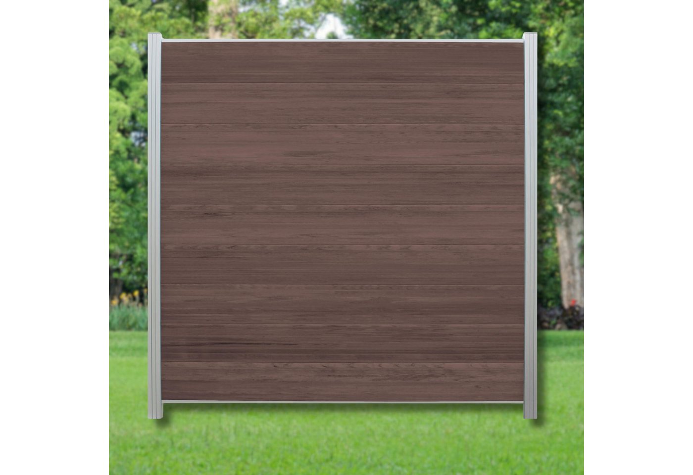 WPC Profi Zaun Komplettset choco anthrazit mix Sichtschutz Steckzaun Paneel 180x180cm, (Komplettset, mit Start- und Abschlussleisten, Pfosten und Zubehör) von WPC Profi
