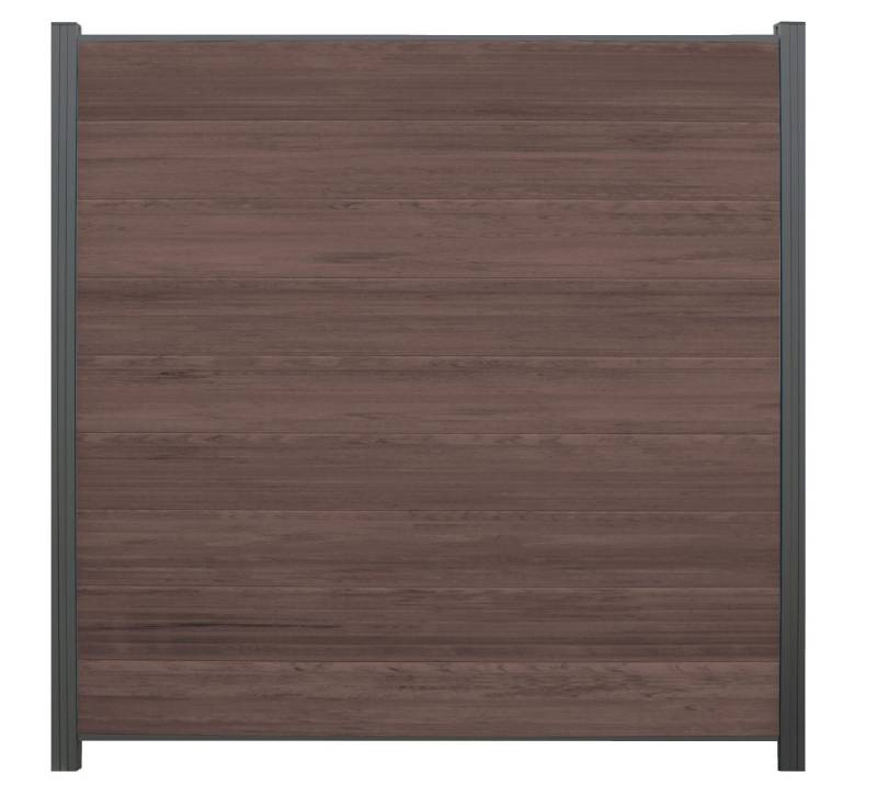 WPC Profi Zaun Komplettset choco anthrazit mix Sichtschutz Steckzaun Paneel 180x180cm, (Komplettset, mit Start- und Abschlussleisten, Pfosten und Zubehör) von WPC Profi