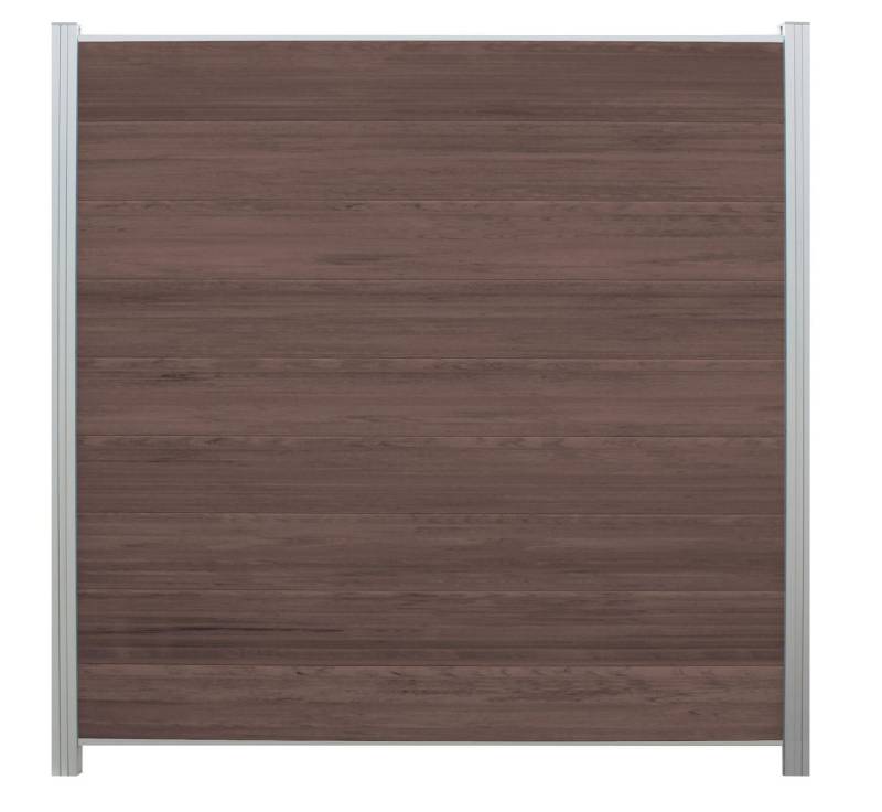 WPC Profi Zaun Komplettset choco anthrazit mix Sichtschutz Steckzaun Paneel 180x180cm, (Komplettset, mit Start- und Abschlussleisten, Pfosten und Zubehör) von WPC Profi