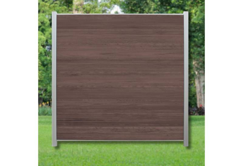 WPC Profi Zaun Komplettset choco anthrazit mix Sichtschutz Steckzaun Paneel 180x180cm, (Komplettset, mit Start- und Abschlussleisten, Pfosten und Zubehör) von WPC Profi