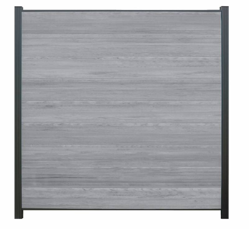 WPC Profi Zaun Komplettset grau anthrazit mix Sichtschutz Steckzaun Paneel 180x180cm, (Komplettset, mit Start- und Abschlussleisten, Pfosten und Zubehör) von WPC Profi