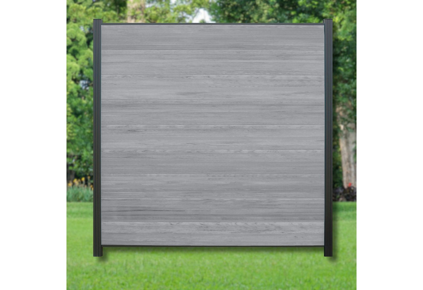 WPC Profi Zaun Komplettset grau anthrazit mix Sichtschutz Steckzaun Paneel 180x180cm, (Komplettset, mit Start- und Abschlussleisten, Pfosten und Zubehör) von WPC Profi
