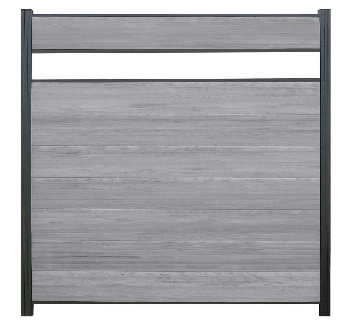 WPC Profi Zaun Komplettset grau anthrazit mix Sichtschutzelement Dekor Glas 180x180cm, (Komplettset, mit Start- und Abschlussleisten, Pfosten und Zubehör) von WPC Profi