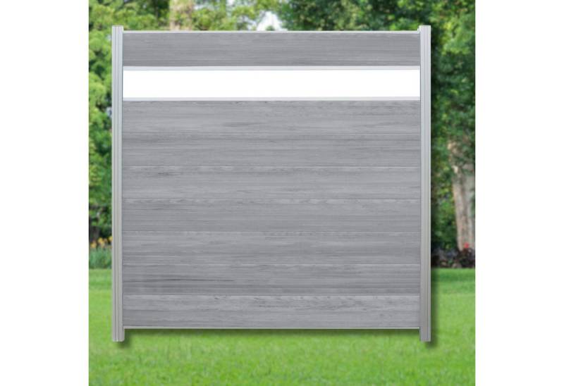 WPC Profi Zaun Komplettset grau anthrazit mix Sichtschutzelement Dekor Glas 180x180cm, (Komplettset, mit Start- und Abschlussleisten, Pfosten und Zubehör) von WPC Profi
