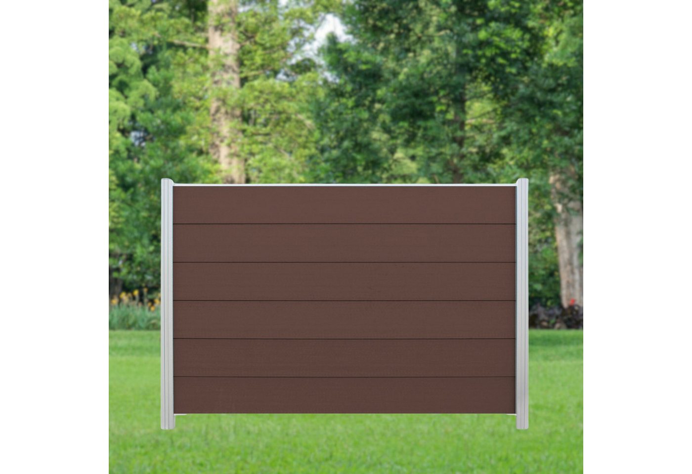 WPC Profi Zaun Set Komplettset Sichtschutzzaun Alupfosten Chocolate Braun 180x120 cm, (Komplettset, mit Start- und Abschlussleisten, Pfosten und Zubehör) von WPC Profi
