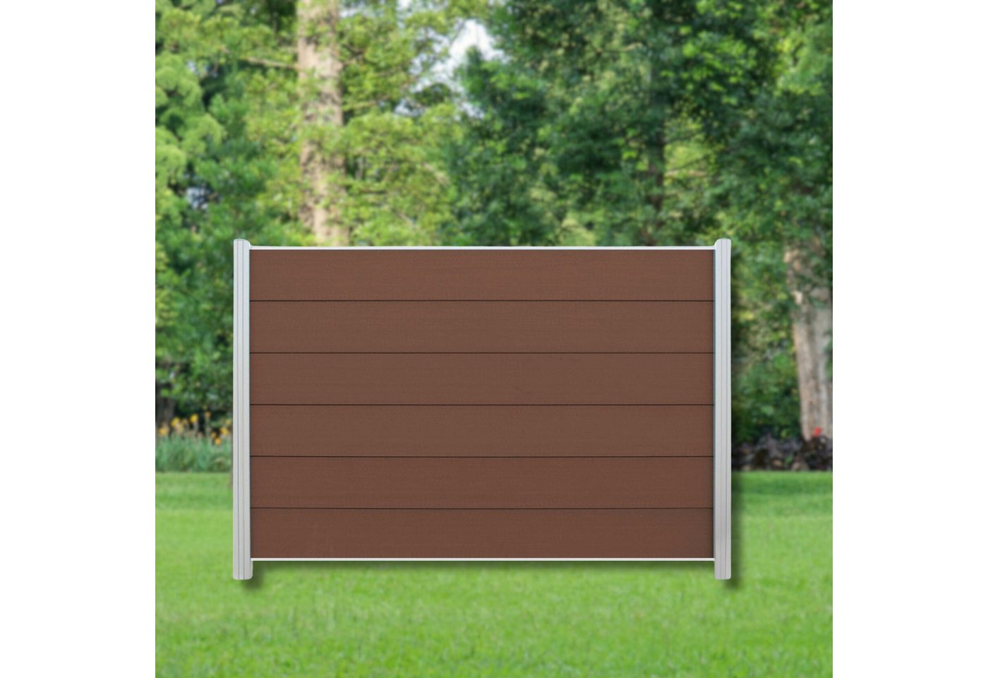 WPC Profi Zaun Set Komplettset Sichtschutzzaun Alupfosten Redwood Braun 180x120 cm, (Komplettset, mit Start- und Abschlussleisten, Pfosten und Zubehör) von WPC Profi