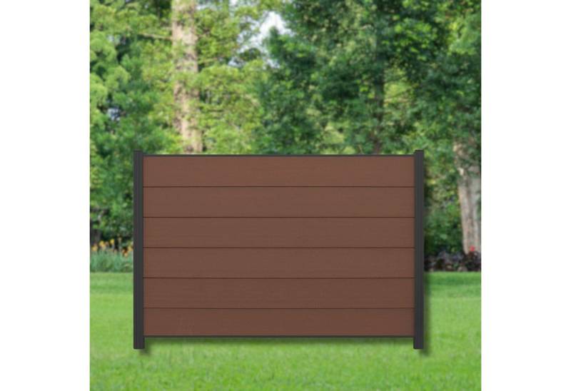 WPC Profi Zaun Set Komplettset Sichtschutzzaun Alupfosten Redwood Braun 180x120 cm, (Komplettset, mit Start- und Abschlussleisten, Pfosten und Zubehör) von WPC Profi