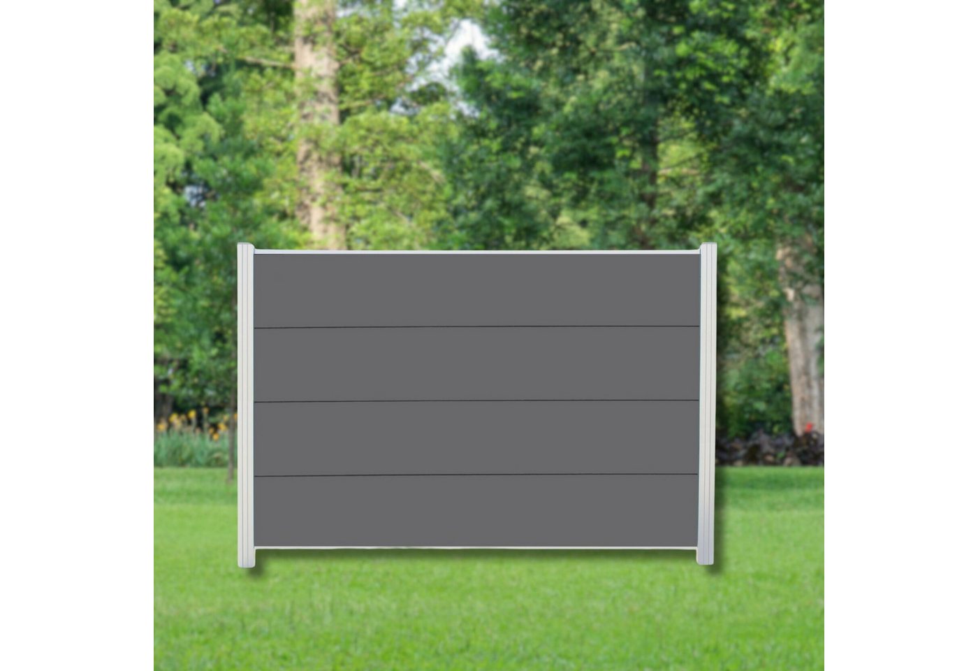 WPC Profi Zaun XL Jumbo Komplettset Sichtschutzzaun Alupfosten Anthrazit 180x120 cm, (Komplettset, mit Start- und Abschlussleisten, Pfosten und Zubehör) von WPC Profi
