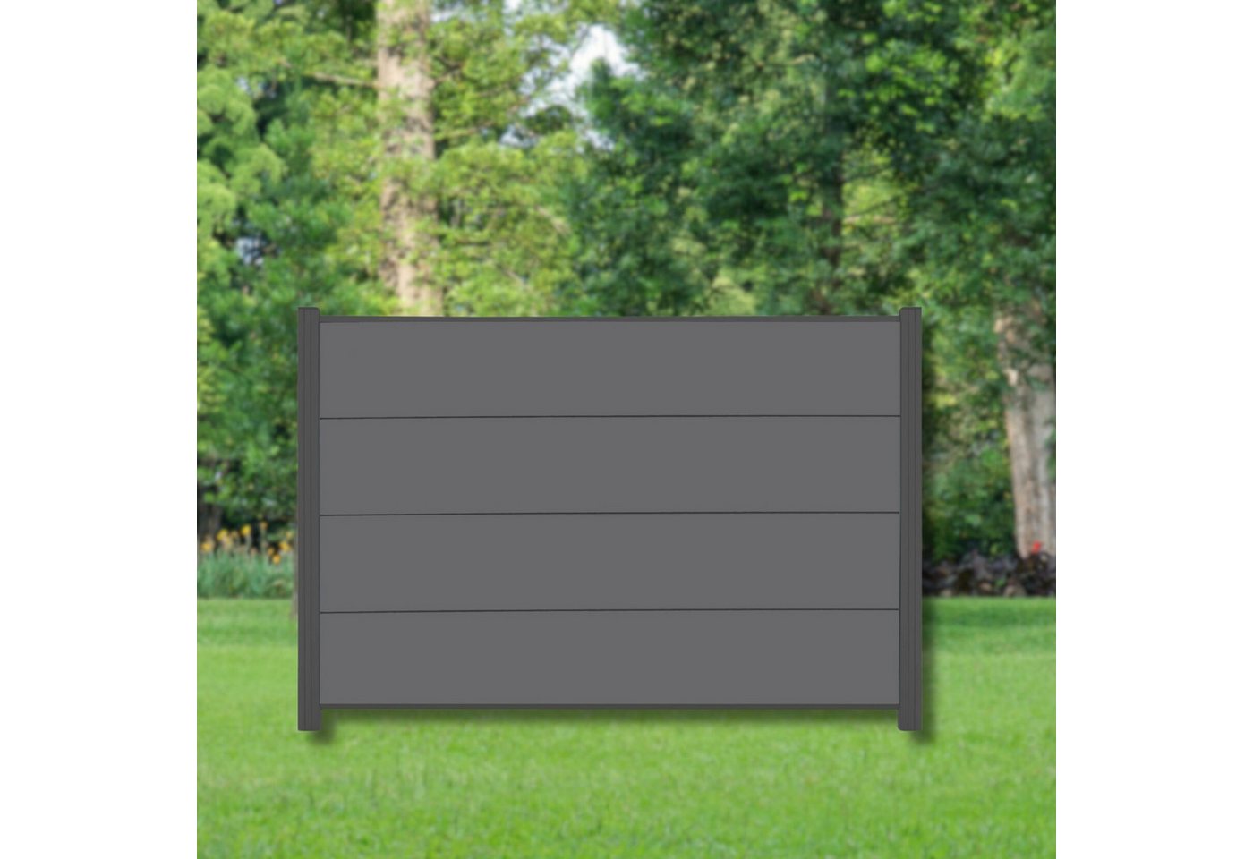 WPC Profi Zaun XL Jumbo Komplettset Sichtschutzzaun Alupfosten Anthrazit 180x120 cm, (Komplettset, mit Start- und Abschlussleisten, Pfosten und Zubehör) von WPC Profi
