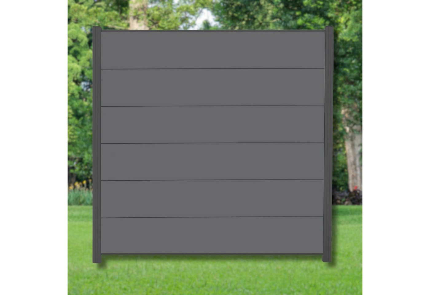 WPC Profi Zaun XL Jumbo Komplettset Sichtschutzzaun Alupfosten Anthrazit 180x180cm, (Komplettset, mit Start- und Abschlussleisten, Pfosten und Zubehör) von WPC Profi