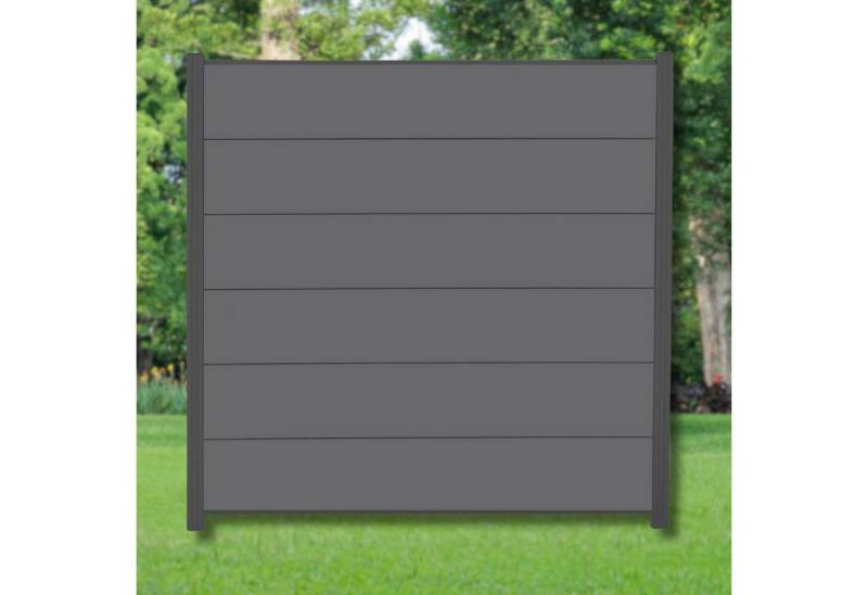 WPC Profi Zaun XL Jumbo Komplettset Sichtschutzzaun Alupfosten Anthrazit 180x180cm, (Komplettset, mit Start- und Abschlussleisten, Pfosten und Zubehör) von WPC Profi