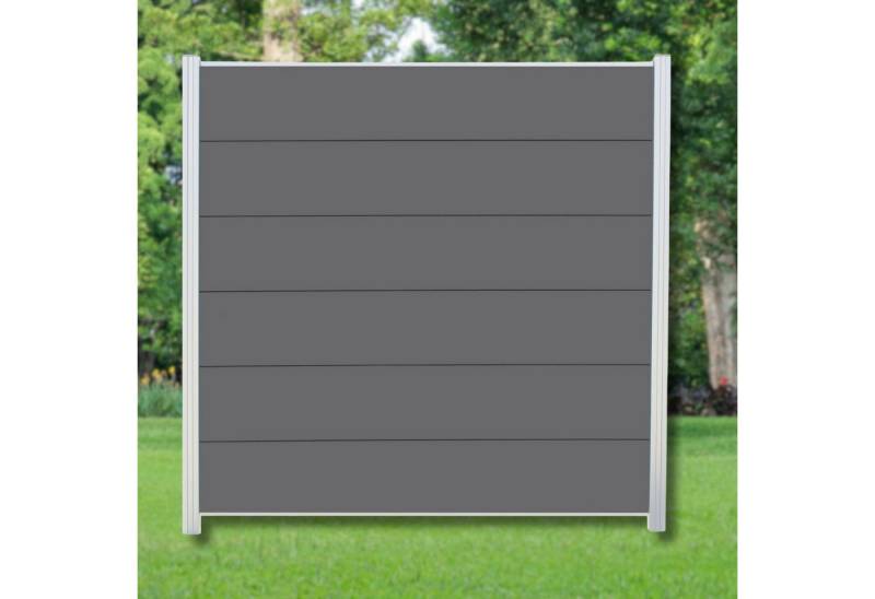 WPC Profi Zaun XL Jumbo Komplettset Sichtschutzzaun Alupfosten Anthrazit 180x180cm, (Komplettset, mit Start- und Abschlussleisten, Pfosten und Zubehör) von WPC Profi