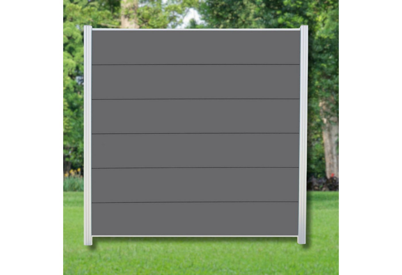 WPC Profi Zaun XL Jumbo Komplettset Sichtschutzzaun Alupfosten Anthrazit 180x180cm, (Komplettset, mit Start- und Abschlussleisten, Pfosten und Zubehör) von WPC Profi