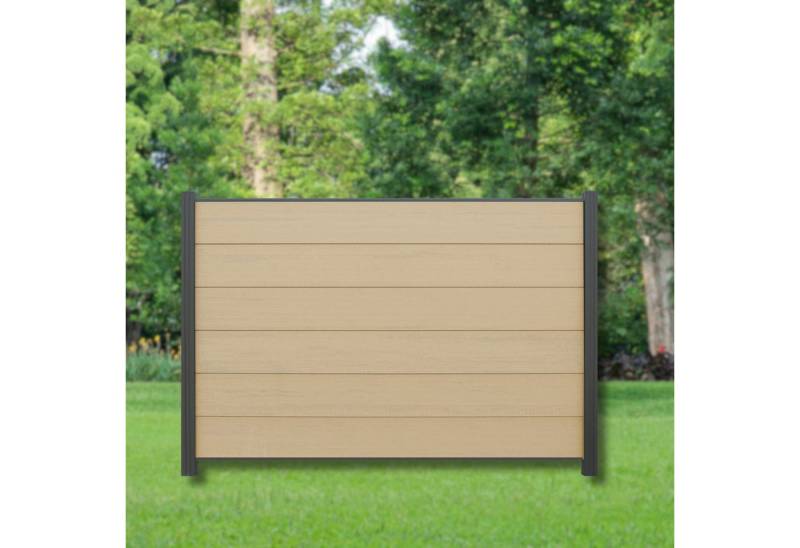 WPC Profi Zaun Zaun Komplettset Sichtschutzzaun Zaunelemente Sandbeige180x120 cm, (Komplettset, mit Start- und Abschlussleisten, Pfosten und Zubehör) von WPC Profi