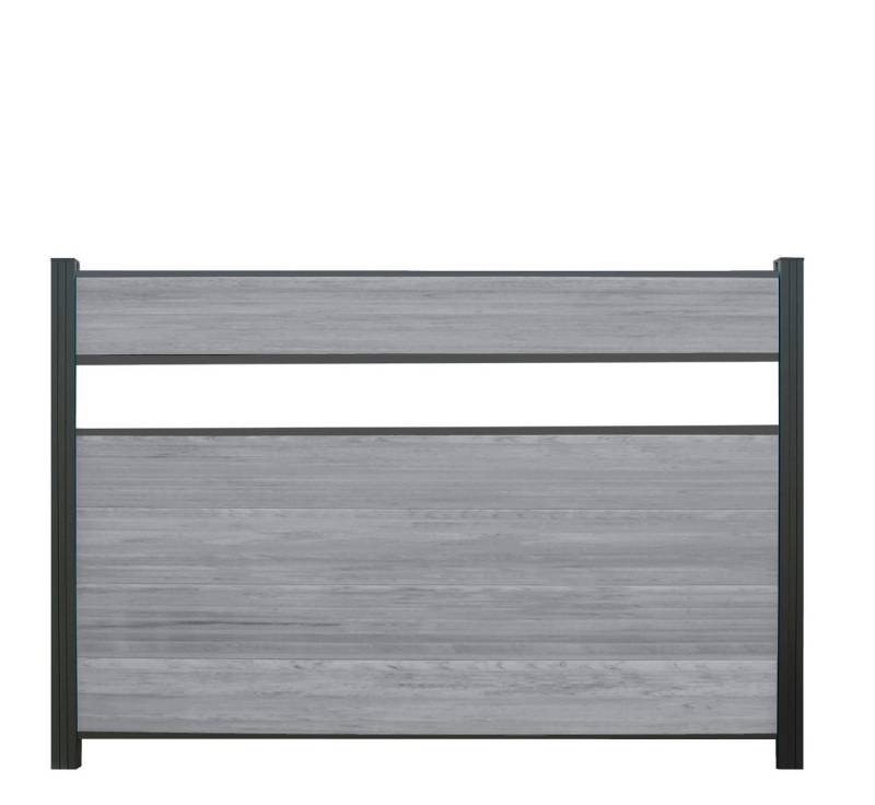 WPC Profi Zaun Zaun Komplettset Zaunelemente Grau Mix Dekor 180x120cm, (Komplettset, mit Start- und Abschlussleisten, Pfosten und Zubehör) von WPC Profi