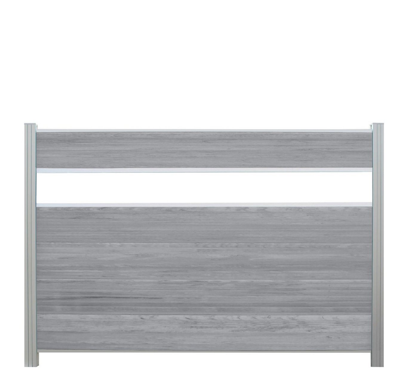 WPC Profi Zaun Zaun Komplettset Zaunelemente Grau Mix Dekor 180x120cm, (Komplettset, mit Start- und Abschlussleisten, Pfosten und Zubehör) von WPC Profi