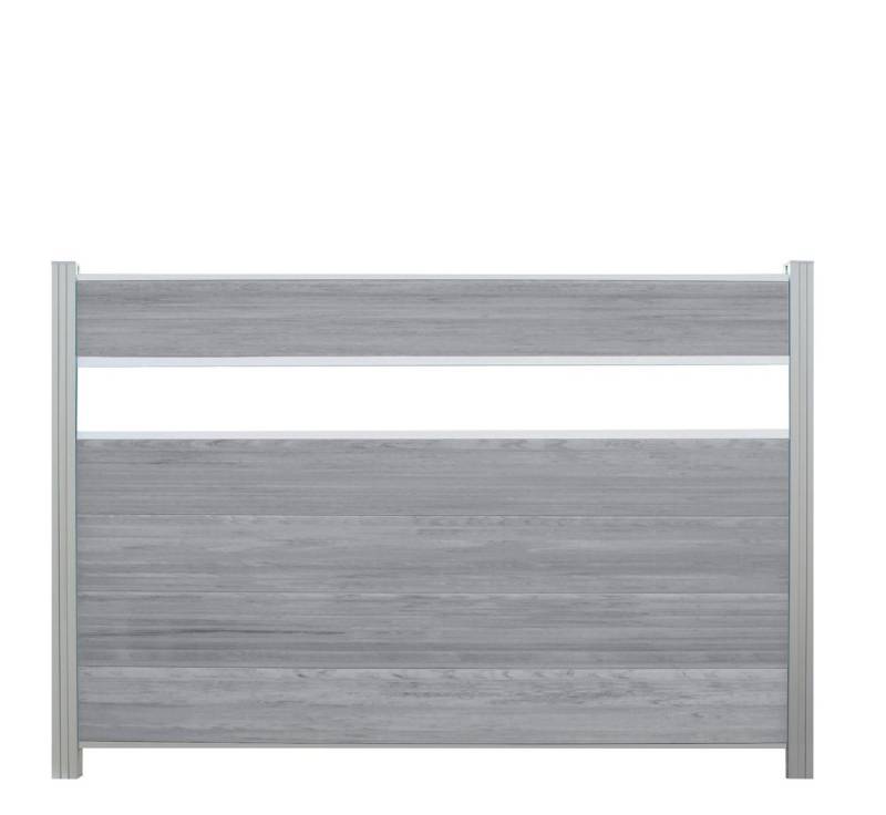 WPC Profi Zaun Zaun Komplettset Zaunelemente Grau Mix Dekor 180x120cm, (Komplettset, mit Start- und Abschlussleisten, Pfosten und Zubehör) von WPC Profi